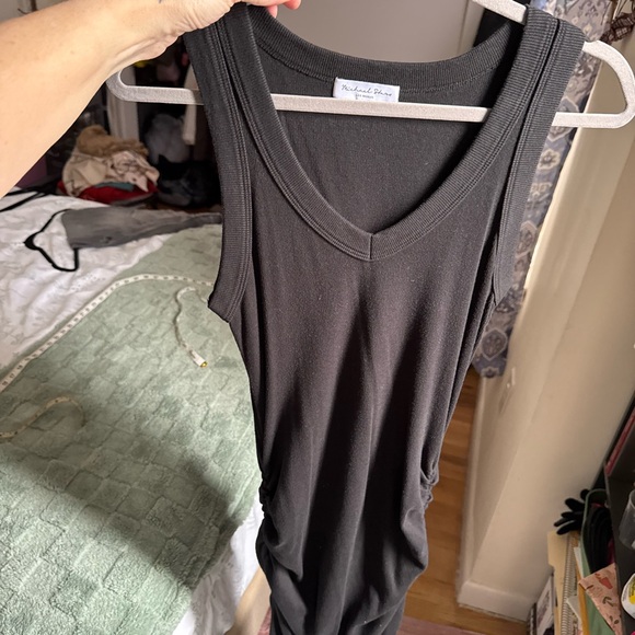 Michael Stars Classic Black Midi V-Neck Dress - Picture 3 of 10